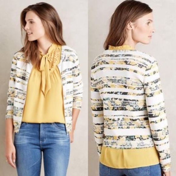 Anthropologie Sweaters - ANTHROPOLOGIE Array Floral Zip Cardigan Sweater T3